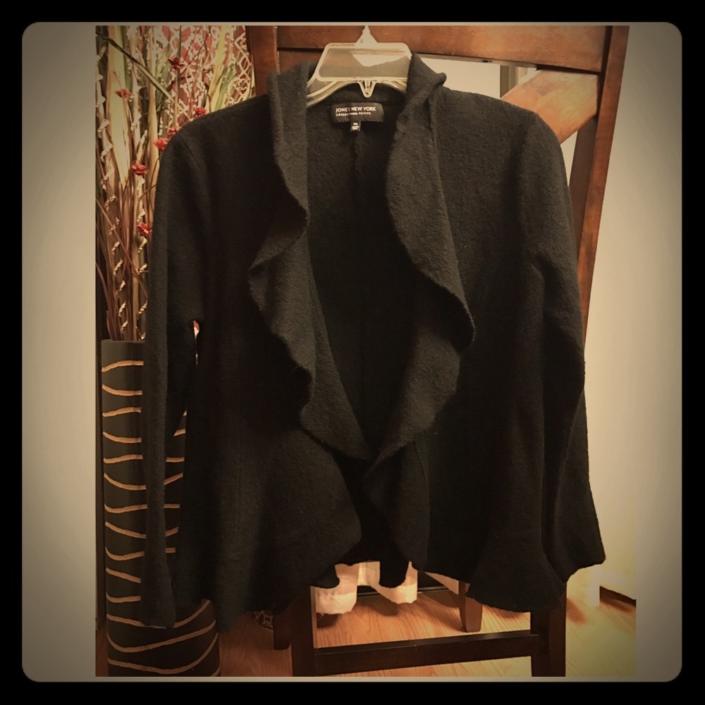 Like NEW* Black Open Front Wool Blazer
